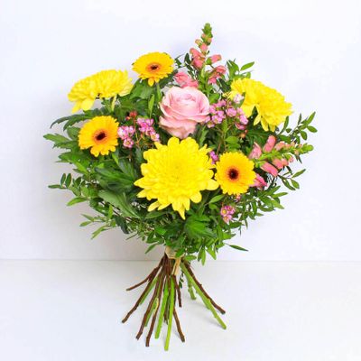 Lift spirits and show your love this Mother's Day with our beautifully bright and cheerful Jo-Jo bouquet. Featuring fresh, hand cut Antirhinum, Germini, Chrysanthemum and Roses, this collection of beautiful flowers will not disappoint!