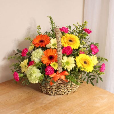 The Arcadia Basket is a colourful combination of seasonal, hand tied flowers arranged by an expert local florist. Brighten up someone's day with this classic basket design. This bouquet will be crafted by an experienced local florist near you. Purchase yours online today before 2 PM and have the flowers delivered directly to your loved ones. 